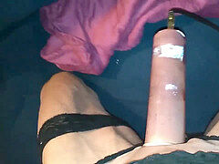 Crossdresser cockplay pump sound jism