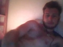 German Bear Handsfree Humps Bed & Cums on Cam
