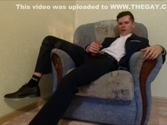 After Working In The Office The Guy Jerks Off His Cock And Ends Up In An Office Suit