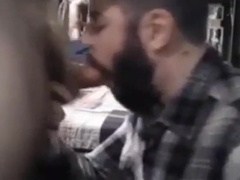 Sub sucking and feeding on his mans load