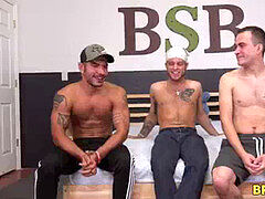 3 ultra-kinky faggot guys Having Bareback Threesome