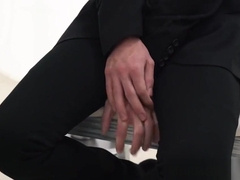 Muscly mormon cums while getting jerked