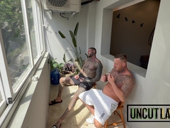 Uncircumcised Latinos Fellow Solomon Taking Inked Muscle Rod Humid!