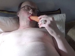 Solo performance by an inexperienced, mature crossdresser with a small cock