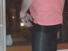 Pantyhose play for the neighbor