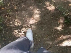 Jon Arteen demonstrates his hard-on, pees piss outdoor, puts his white sneakers in mess
