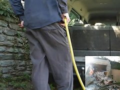 fire outdoor and fire in my asshole and my cock