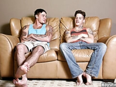 Tattooed guys Mishka and Cage Kafig fucking anally