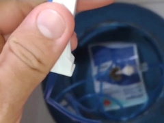 inflating the man's weenie with the gas canister.