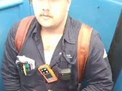 Bearded Hunk Strokes Cock Outdoors in a Porty Potty 2