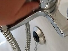 Sucking dick with vacuum cleaner and shower