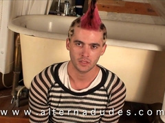 Achilles Smoking Emo With Tattoos And Mohawk Bashes Off In The Tub