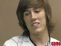 Horny twink Kurt Starr jerking off his cock after interview