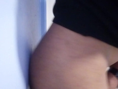 Scorching Latino stud frolicking with hefty fake penis on wall