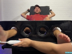 Teddy Matt Dimitri suffers kittles hard-on milks while strapped up