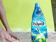 Sissy rides a huge COMFORT bottle and goes into ecstasy!