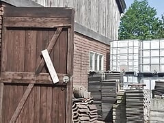 Nude working slave outdoor