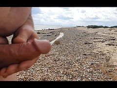 Slo Mo cum on the beach