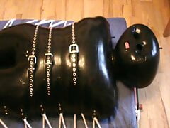 Restrained in the inflatable rubbersuit