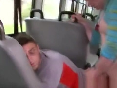 Gay stud gets his ass filled with hard dick on the public bus