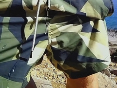 Hetero Stud On Holidays Plays With His Uncircumcised Hard-On