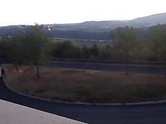 naked in public toilet on a rest stop (day time)