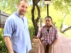 Interracial white guy sucks black cock