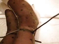 Tied up in new pantyhose
