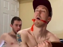Hands free cumshot, cum in ass gay, bareback breeding