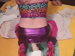 Crossdresser Twink Gapes on Huge Dildo 2