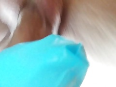 Vase and rubber gloves throat - no cum
