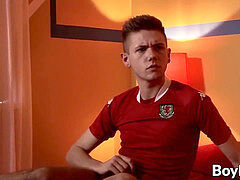 Skinny young Aaron Aurora pops while railing big weenie