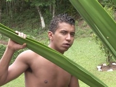 Latin hunk joins two studs for a wild threesome pounding