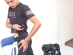 Big dick William jerking and cumming for the photographer