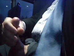 Fapping off on the bus Yam-Sized jizm shot Suit