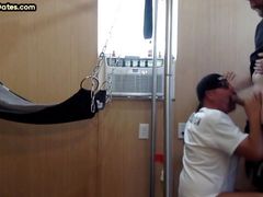 Gloryhole stud enjoys fucking in asshole in doggystyle