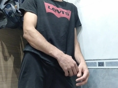 Homo Mischievous Inexperienced Drains his Monster Dinky while Toying with his Nads