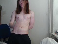 Man with Glasses massages Himself on Camera