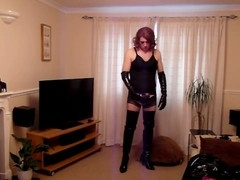 Adult scene in pvc rain coat