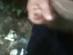 Old man wanking his uncut cock outside 3