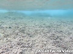 Asian + White Young Gay Couple Snorkeling and Fucking by Lagoon