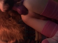 Lovely appetizing femboy fox gets ruined by XL rex