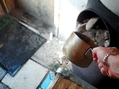 Railroad employee faps and ejaculates in a found rubber