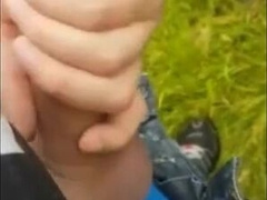 Twink sucking cock in the park and getting the cum 7