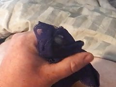 Wanking and cumming in girlfriends panties