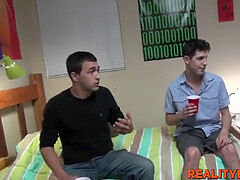 two dorm friends feed each other with their ample meat poles