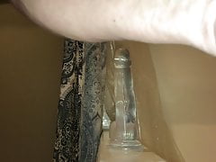 Trying out new clear dildo