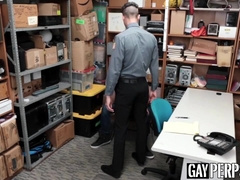 Hunky perp undressed and barebacked by young officer