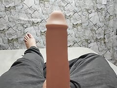 Amateur twink with big thick penis masturbates at home