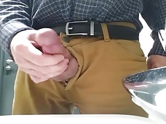 Little cock daddy wank at work with big cum spurt 2